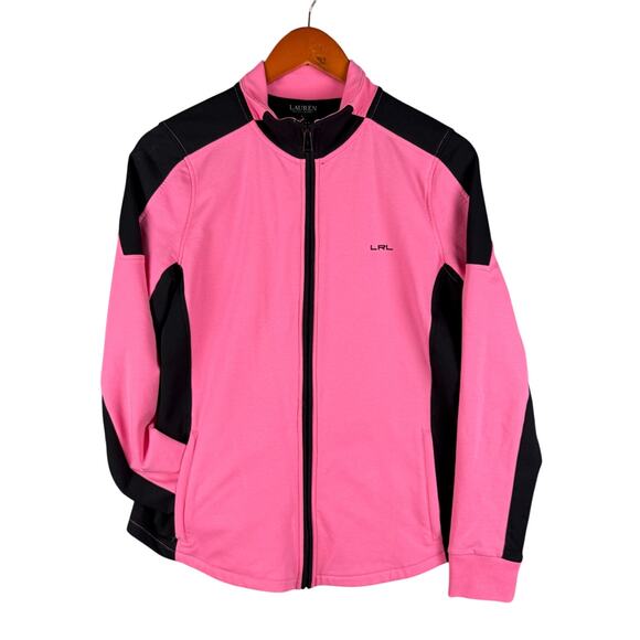Lauren By‎ Ralph Lauren Softshell Activewear Jacket Pink Black Womens Medium EUC - Picture 1 of 8